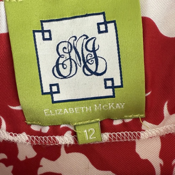 Elizabeth McKay Elephants Dancing Silk Blouse‎ Womens 12 Preppy Quiet Luxury - Picture 9 of 11